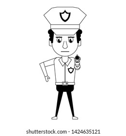 policeman working pointing with the gun avatar cartoon character portrait vector illustration graphic design