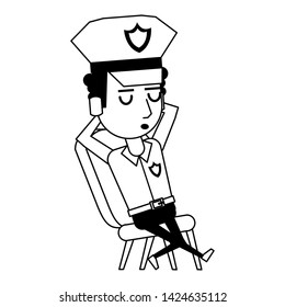 policeman working sleeping avatar cartoon character portrait vector illustration graphic design