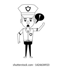 policeman working with speech bubble avatar cartoon character portrait vector illustration graphic design