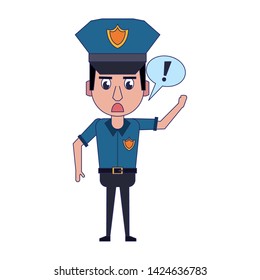policeman working with speech bubble avatar cartoon character portrait vector illustration graphic design