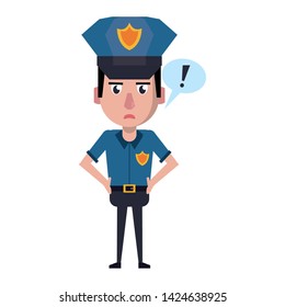 policeman working with speech bubble avatar cartoon character portrait vector illustration graphic design