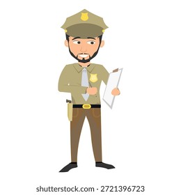 Polizist, der ein Ticket schreibt oder eine Vektorgrafik meldet