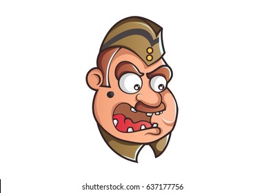 Policeman Yelling. Vector Illustration. Isolated on white background.