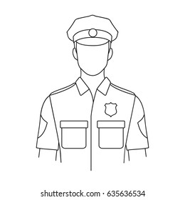 Policeman.Professions single icon in outline style vector symbol stock illustration web.