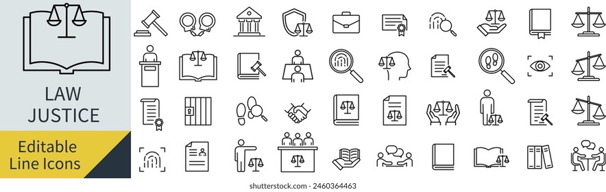 Police-Related Vector Line Drawing Icon Set