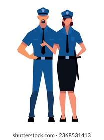 polices standing illustration isolated design