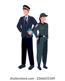 polices standing man and woman illustration isolated