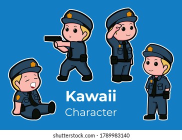 Police-themed vector graphic illustrations, perfect for children's and educational themed products, such as coloring books, posters, illustrations for dictionaries etc.