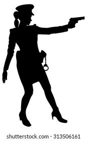 policewoman aiming gun