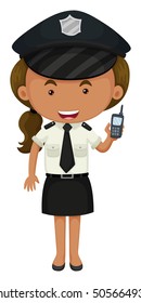 Policewoman in black and white uniform illustration