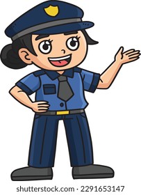 Policewoman Cartoon Colored Clipart Illustration