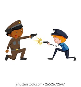 Policial perseguindo ilustração de vetor criminoso