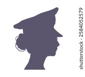 Policewoman face side view icon. Elegant silhouettes of a female head. Avatar profile sign