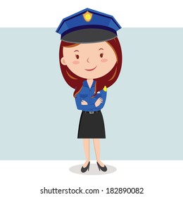 Policewoman Friendly Policewoman Arms Crossed Stock Vector (Royalty ...