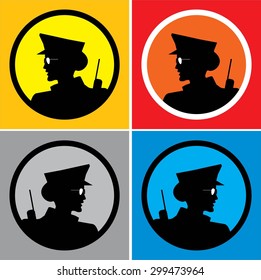 Policewoman. Policewoman head. A set of Policewoman head in flat color.