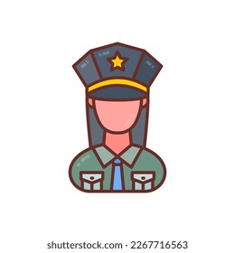 Polizeifrau Symbol in Vektorgrafik. Logotyp