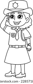 Policewoman Isolated Coloring Page for Kids