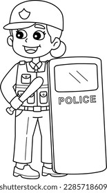 Policewoman Isolated Coloring Page for Kids