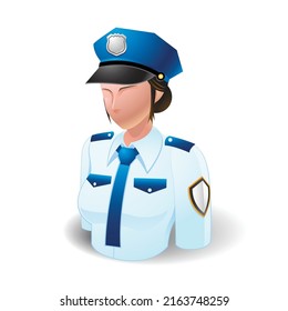 Policewoman, People Icon with White Background