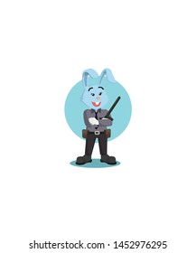 Policewoman Rabbit Vector Isolated White