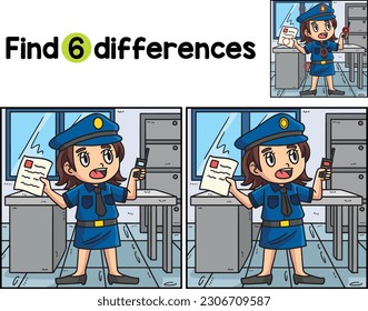 Policewoman Reporting Find The Differences