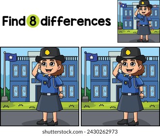 Policewoman Salute Find The Differences