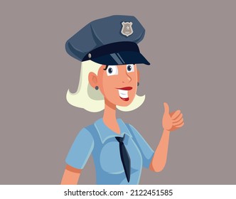 
Policewoman Showing Thumbs Up Gesture Vector Cartoon Illustration. Friendly Cop Making Ok Gesture Of Approval Vector Cartoon Illustration
