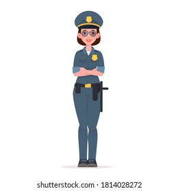 Policewoman in uniform. Vector illustration