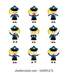 policewoman vector cartoon on white background
