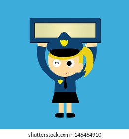 Policewoman vector cartoon in uniform