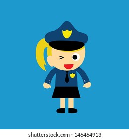 Policewoman vector cartoon in uniform