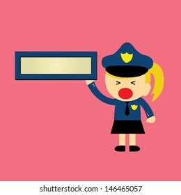 Policewoman vector cartoon in uniform