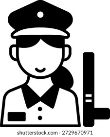 Policewoman Vector Icon with Baton