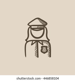 Policewoman vector sketch icon isolated on background. Hand drawn Policewoman icon. Policewoman sketch icon for infographic, website or app.