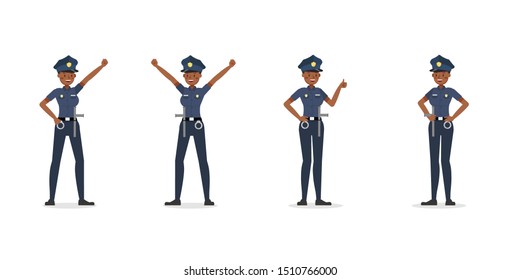 Policewoman working character vector design.
