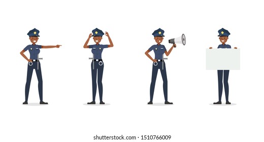 Policewoman working character vector design.