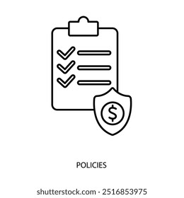 Richtlinien-Konzeptzeilensymbol. Einfache Elementgrafik. Richtlinien umreißen Symboldesign.
