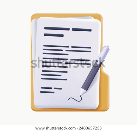 Policies document, Contract papers 3D illustration. Business policy document concept vector illustration. Insurance policies. Regulation concept list document company clipboard and folder. Vector 3D