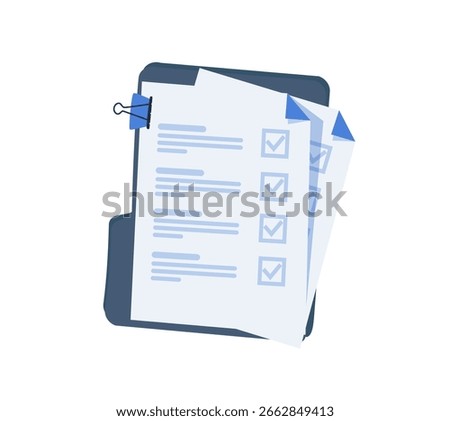 Policies document, Contract papers illustration. Business policy document concept vector illustration. Insurance policies. Regulation concept list document company clipboard and folder. Vector