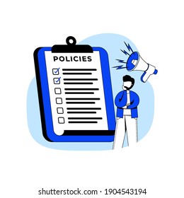 Policies Flat Design Concept vector Illustration icon. Insurance Claim form, Insurance Policy, User Agreement, Health Insurance, Business Rule. Abstract Metaphor. can use for landing page, mobile app.