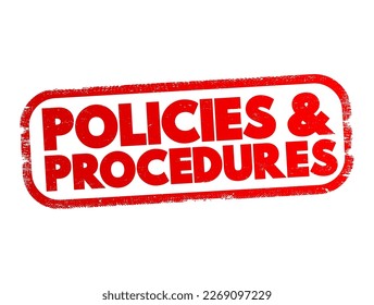 Sello de texto de Políticas y Procedimientos, fondo de concepto