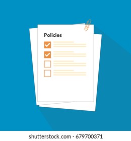 Policies Regulation Concept List Document Company With Clipboard, Vector Illustration