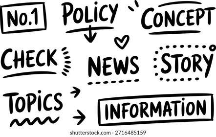 Concepto de política que conduce a la información a través de noticias e historias