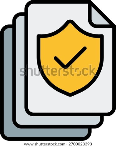 Policy document vector design in modern style, insurance agreement and coverage contract concept, financial protection illustration. Filled Line Icon