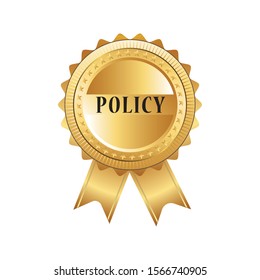 Policy gold stamp with white background