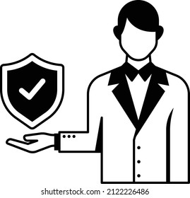 Policy Holder Character Stock Illustration, Insurance Agent Concept, Public Adjuster Avatar Vector Icon Design, Financial Loss Protection Symbol, Risk Management Sign, 