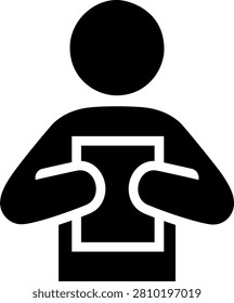 Policy holder icon illustration representing an insured individual holding a legal document contract