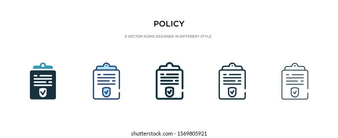 policy icon in different style vector illustration. two colored and black policy vector icons designed in filled, outline, line and stroke style can be used for web, mobile, ui