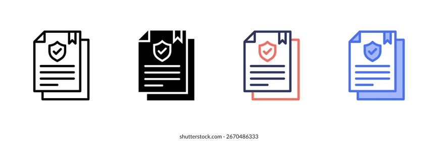 Policy icon set multiple style collection