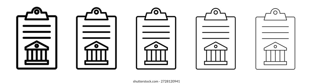 Vetor do ícone de política no pictograma linear do traçado editável
